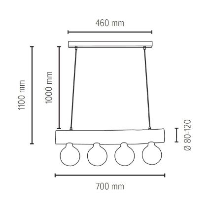 Lühter TRABO 4xE27/60W/230V mänd - FSC sertifitseeritud