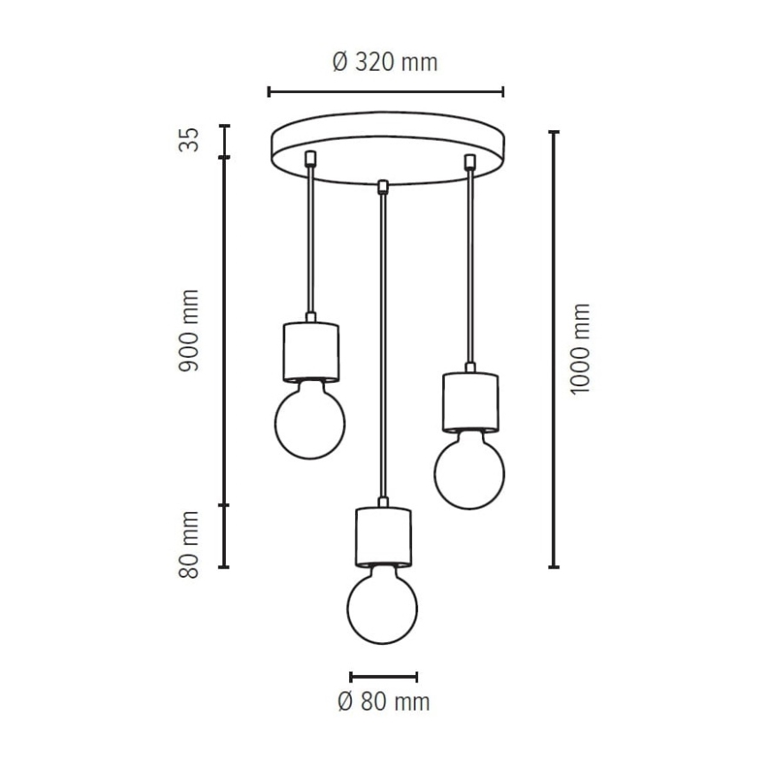 Lühter STRONG 3xE27/60W/230V betoon
