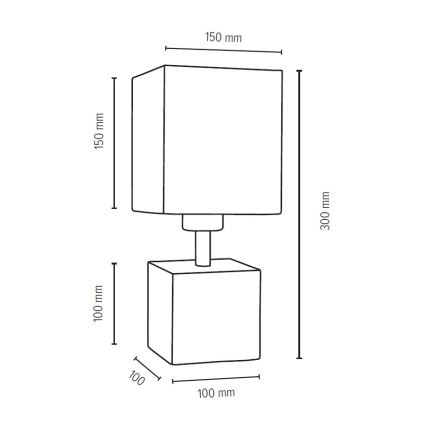 Laualamp TRONGO SQUARE 1xE27/25W/230V tamm - FSC sertifitseeritud