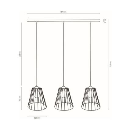 Lühter ORAZIO 3xE27/60W/230V mänd - FSC sertifitseeritud