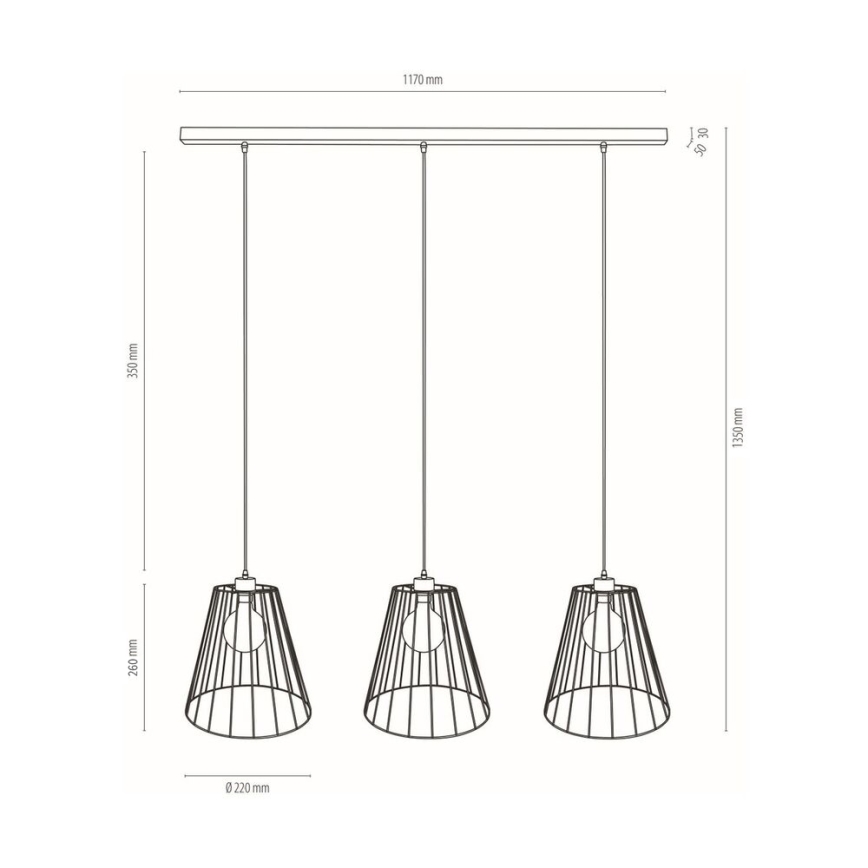 Lühter ORAZIO 3xE27/60W/230V mänd