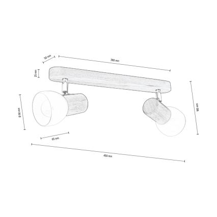 Kohtvalgusti lakke NEL 2xE27/15W/230V mänd - FSC sertifitseeritud