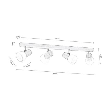 Kohtvalgusti lakke NEL 4xE27/15W/230V mänd - FSC sertifitseeritud