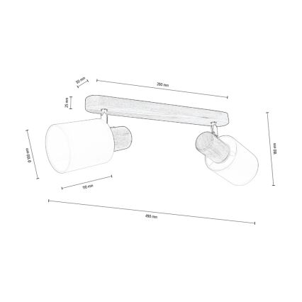 Kohtvalgusti lakke TRENDY 2xE27/15W/230V mänd - FSC sertifitseeritud