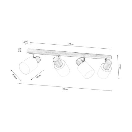 Kohtvalgusti lakke TRENDY 4xE27/15W/230V mänd - FSC sertifitseeritud