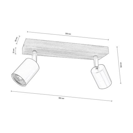 Kohtvalgusti lakke MANARA  2xGU10/5W/230V mänd - FSC sertifitseeritud