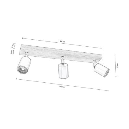 Kohtvalgusti lakke MANARA 3xGU10/5W/230V mänd