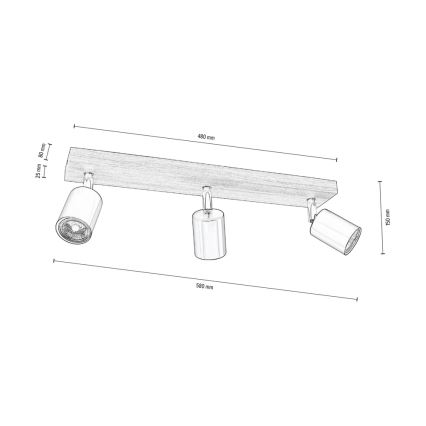 Kohtvalgusti lakke MANARA  3xGU10/5W/230V mänd - FSC sertifitseeritud