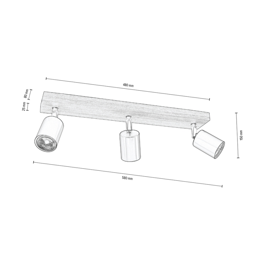 Kohtvalgusti lakke MANARA 3xGU10/5W/230V mänd