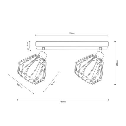 Kohtvalgusti lakke VENTI 2xE27/15W/230V tamm - FSC sertifitseeritud