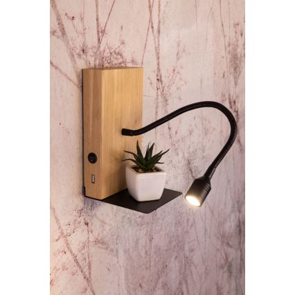 Seinavalgusti LECTOR LED/2,5W/230V USB tamm – FSC sertifitseeritud