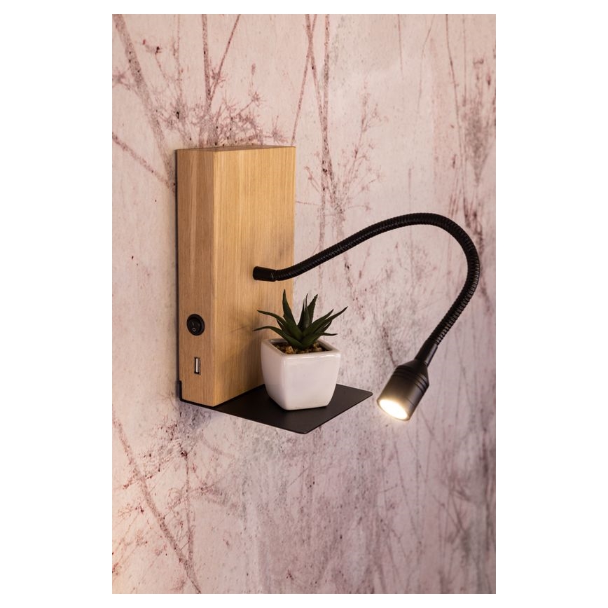 Seinavalgusti LECTOR LED/2,5W/230V USB tamm – FSC sertifitseeritud