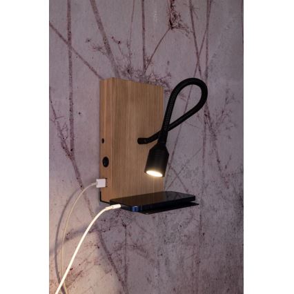 Seinavalgusti LECTOR LED/2,5W/230V USB tamm – FSC sertifitseeritud