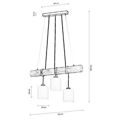 Lühter TRENO 3xE27/25W/230V mänd – FSC sertifitseeritud