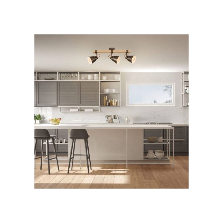 Spottvalgusti RETRO 3xE27/40W/230V pruun