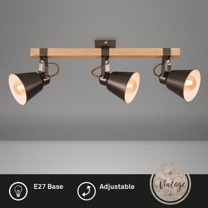 Spottvalgusti RETRO 3xE27/40W/230V pruun