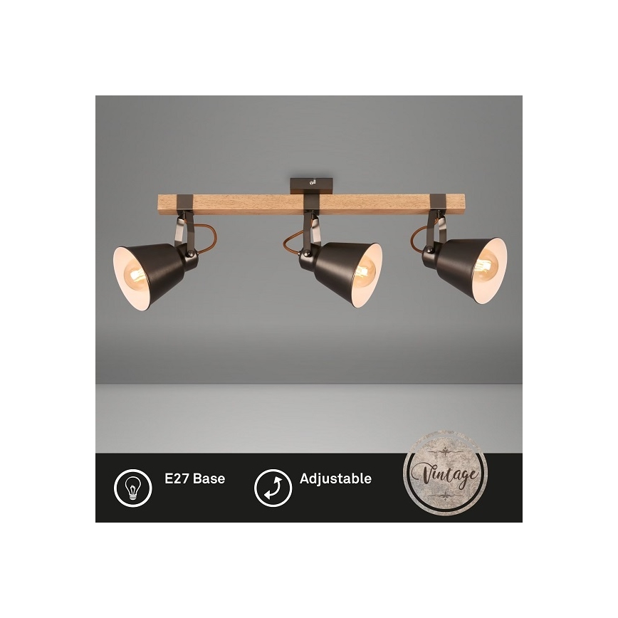 Spottvalgusti RETRO 3xE27/40W/230V pruun