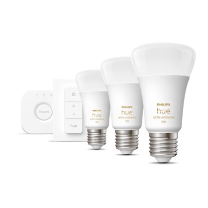 Stardikomplekt Philips Hue White Ambiance 3xE27/11W 2200-6500K + seade ühendamiseks ja kaugjuhtimispult