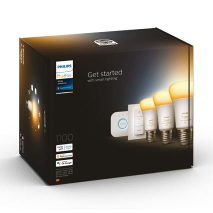 Stardikomplekt Philips Hue White Ambiance 3xE27/11W 2200-6500K + seade ühendamiseks ja kaugjuhtimispult