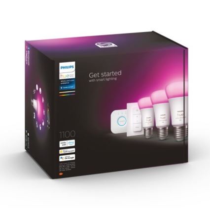 Stardikomplekt Philips Hue WHITE AND COLOR AMBIANCE 3xE27/9W 2000-6500K + ühendusseade