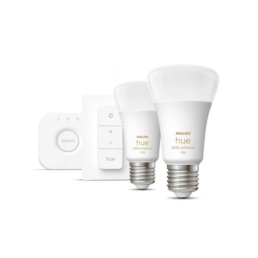 Stardikomplekt Philips Hue WHITE AMBIANCE 2xE27/8W/230V + ühendusseade