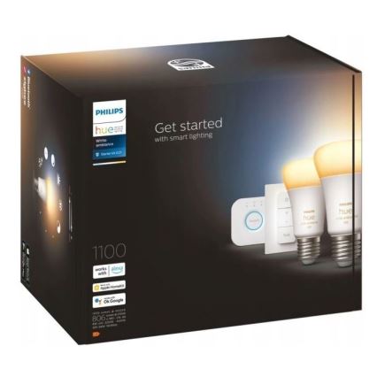 Stardikomplekt Philips Hue WHITE AMBIANCE 2xE27/8W/230V + ühendusseade