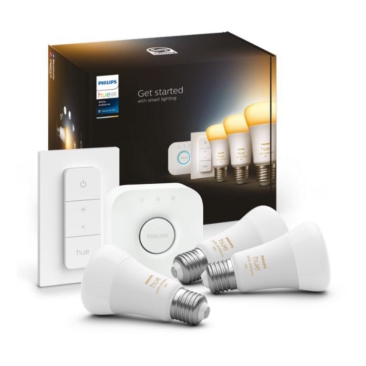 Stardikomplekt Philips Hue White Ambiance 3xE27/11W 2200-6500K + seade ühendamiseks ja kaugjuhtimispult