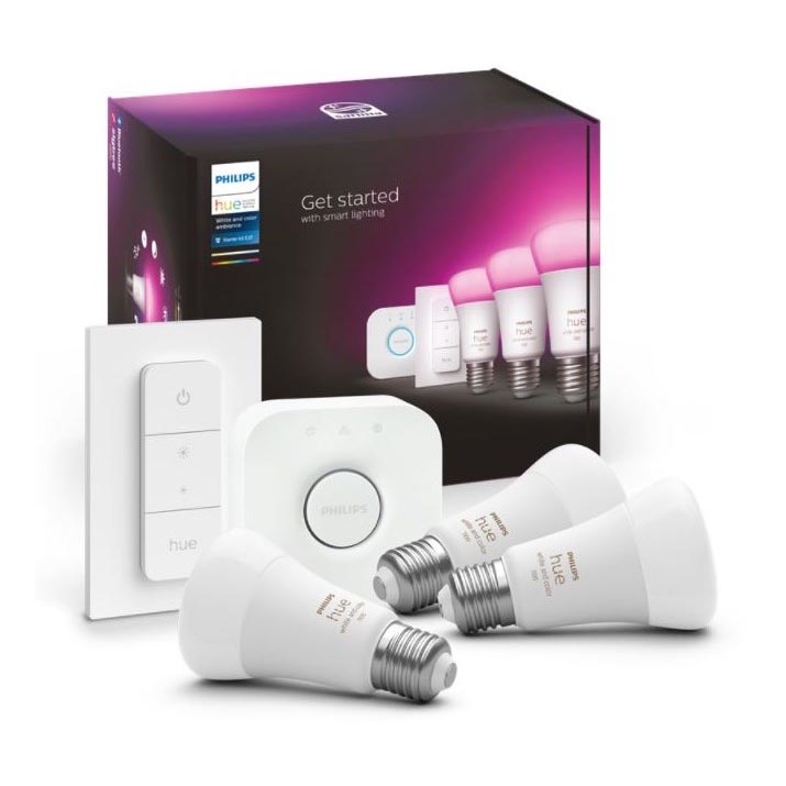 Stardikomplekt Philips Hue WHITE AND COLOR AMBIANCE 3xE27/9W 2000-6500K + ühendusseade