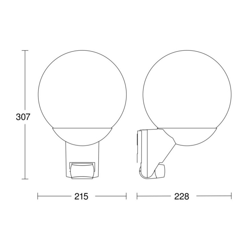STEINEL 005535 - Väli seinavalgusti koos anduriga L585S 1xE27/60W must IP44