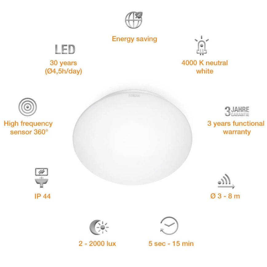 STEINEL 008383 - LED Vannitoavalgusti anduriga RS16LED LED/9,5W/230V IP44