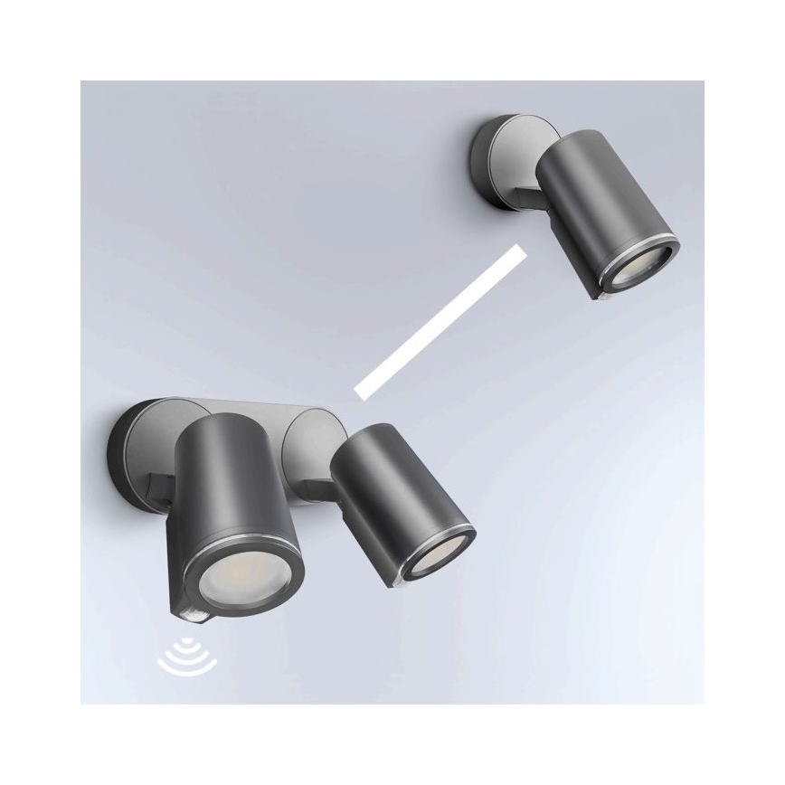 STEINEL 058654- LED Välivalgusti anduriga SPOT DUO 2xGU10/7,5W/230V IP44