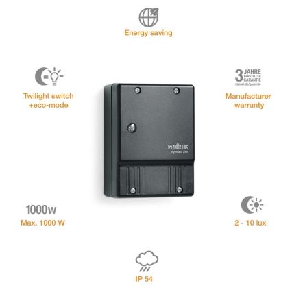 STEINEL 550318 - Hämaraandur 230V NIGHTMATIC 2000 must IP54