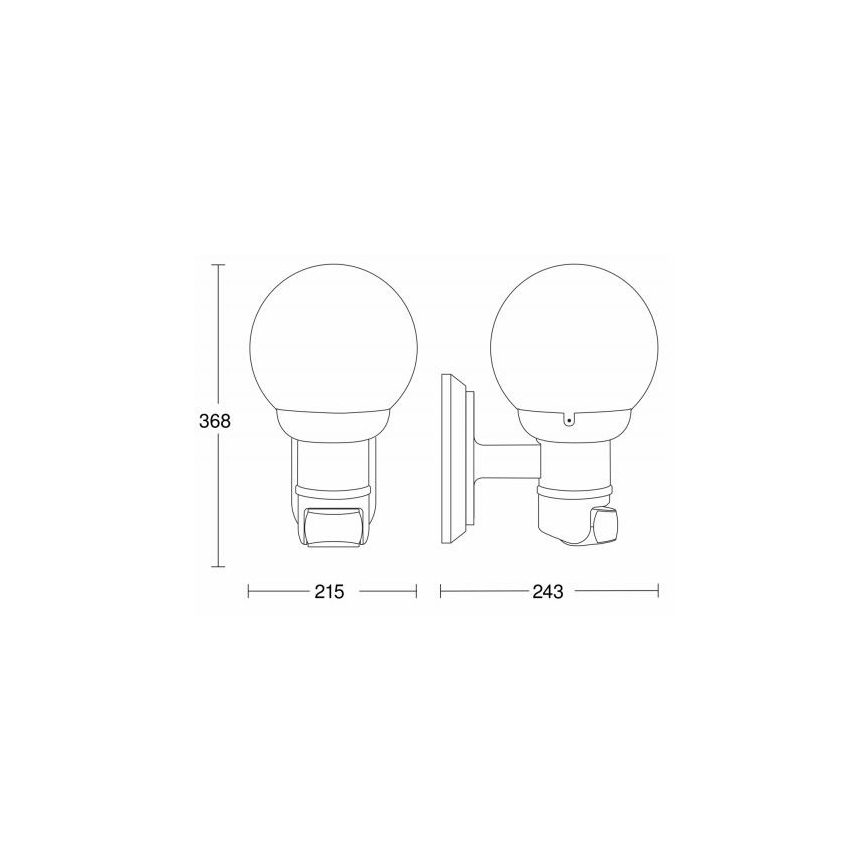 STEINEL 634216 - L 560 S Väli seinavalgusti anduriga, must IP44