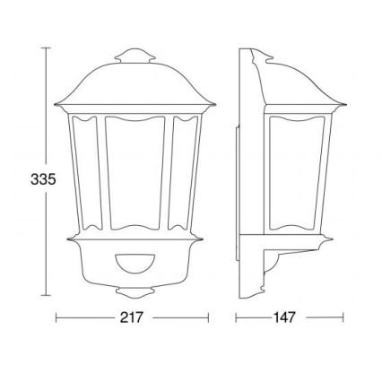 Steinel 644512 - Väli seinavalgusti anduriga L 190 S 1xE27/100W/230V IP44