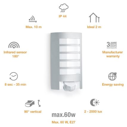 Steinel 657918 - Välivalgusti anduriga L12S 1xE27/60W/230V IP44