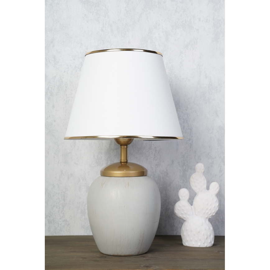 Stolnlamp RAMZES 1xE27/40W/230V valge/hall