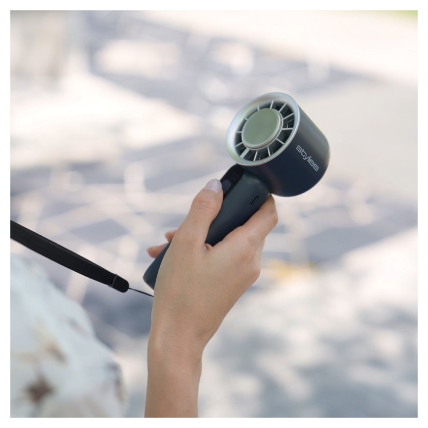 Stylies - Laetav käeshoitav ventilaator LACERTI 8W/5V 3000 mAh sinine