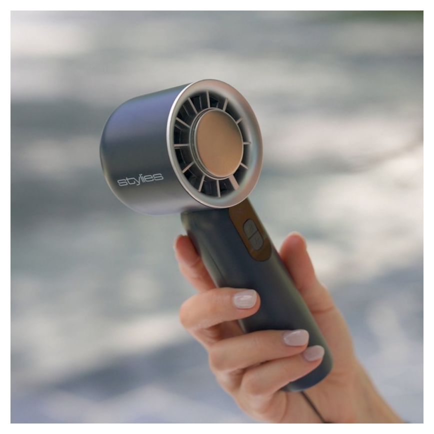 Stylies - Laetav käeshoitav ventilaator LACERTI 8W/5V 3000 mAh sinine