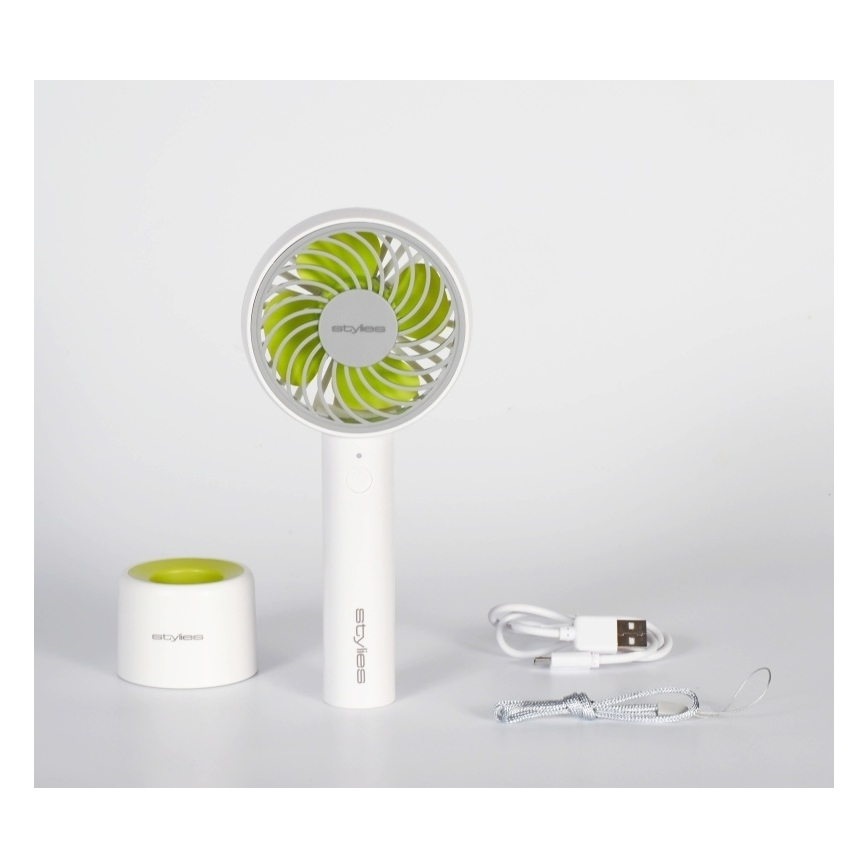 Stylies - Laetav käsiventilaator LACERTA 4W/5V 2500 mAh valge
