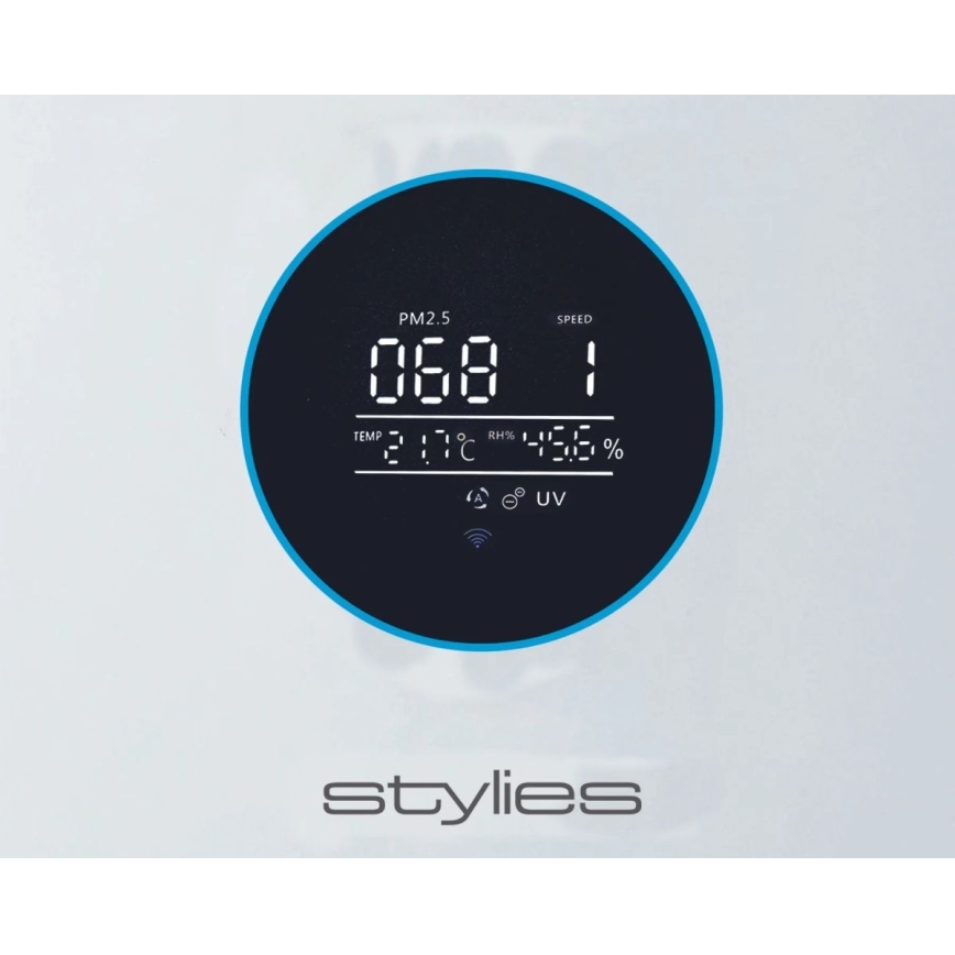Stylies - õhupuhasti niisutajaga ja UV-C-lambiga ALPHA 68W/230V Wi-Fi valge
