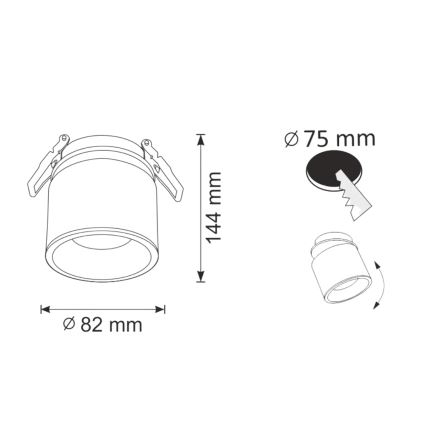 Süvistatav kohtvalgusti HARON 1xGU10/10W/230V must/kuldne