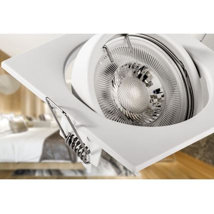 Süvistatav laevalgusti 1xGU10/MR16/10W/230V 9x9 cm valge