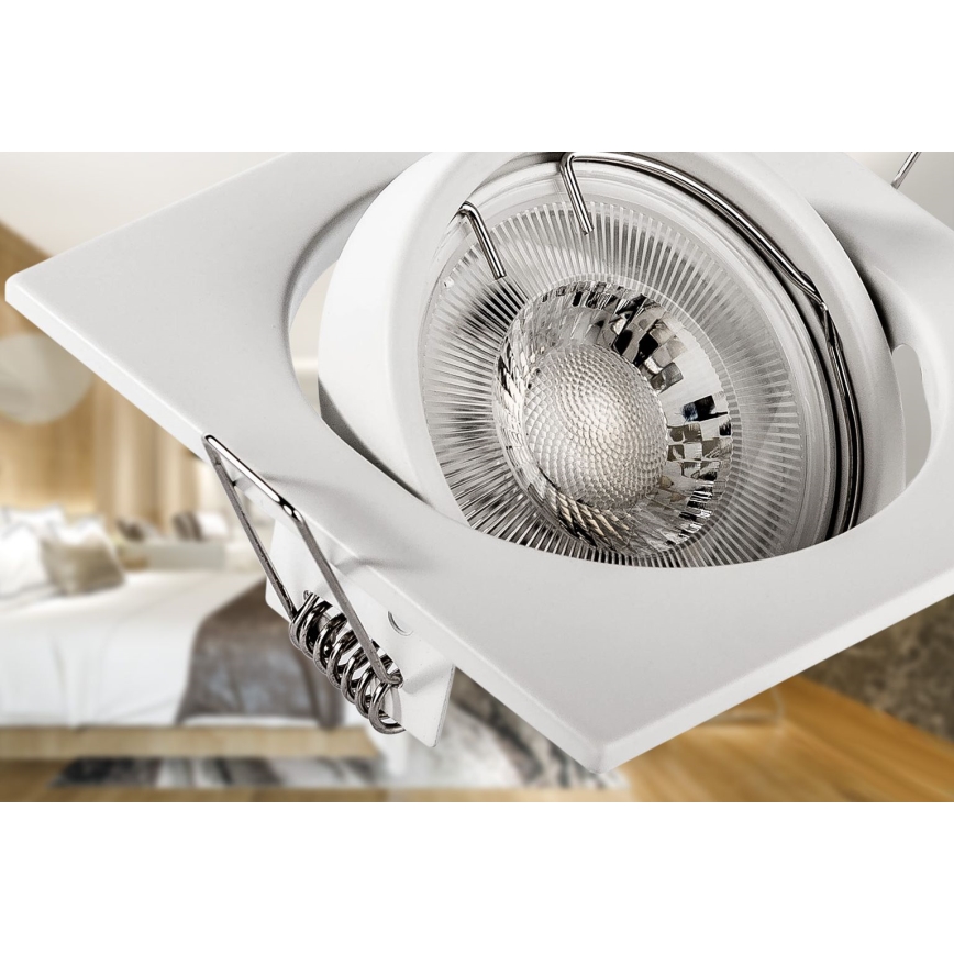 Süvistatav laevalgusti 1xGU10/MR16/10W/230V 9x9 cm valge