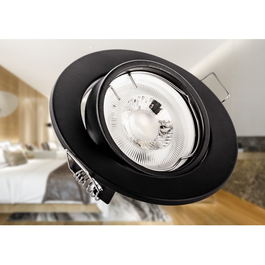 Süvistatav laevalgusti 1xGU10/MR16/10W/230V, läbimõõt 9 cm, must