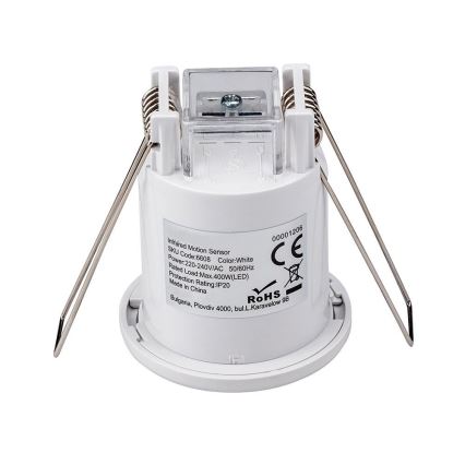Süvistatav liikumisandur PIR 360° 400W/230V valge