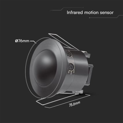 Süvistatav liikumisandur PIR 360° 500W/230V must