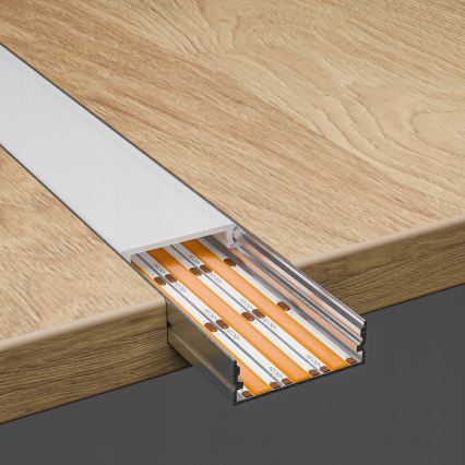 Süvistatav profiil LED-ribadele 1 m hõbedane/valge