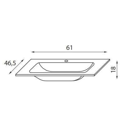 Süvistatav valamu CHICAGO 61x46,5 cm läikiv valge