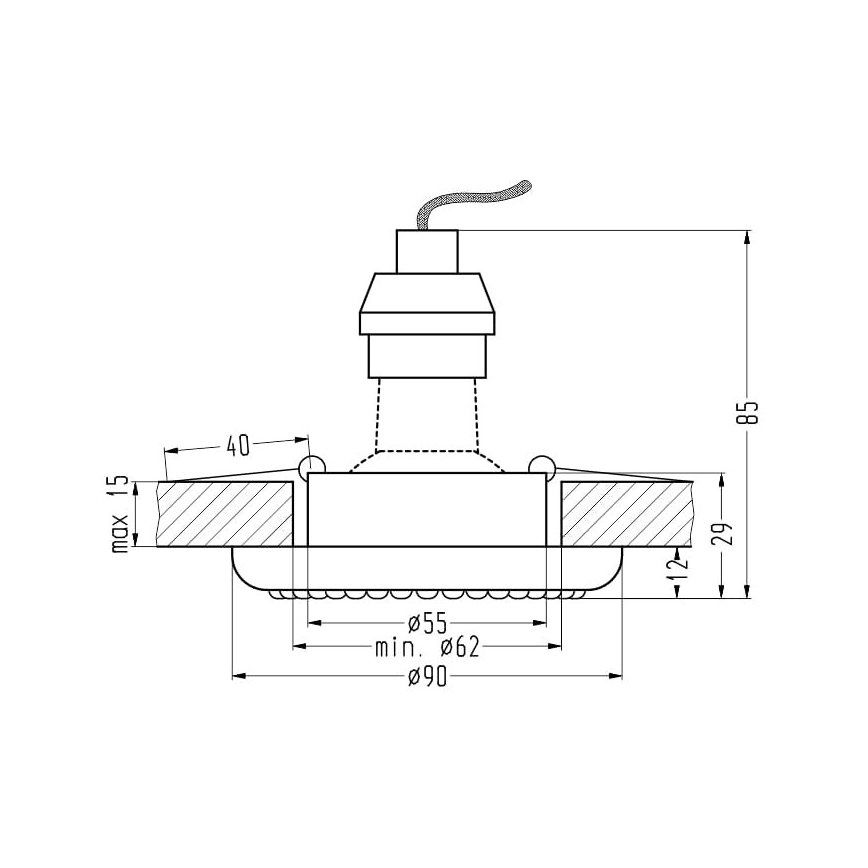 Süvistatav valgusti SOC 1xGU10/50W/230V must