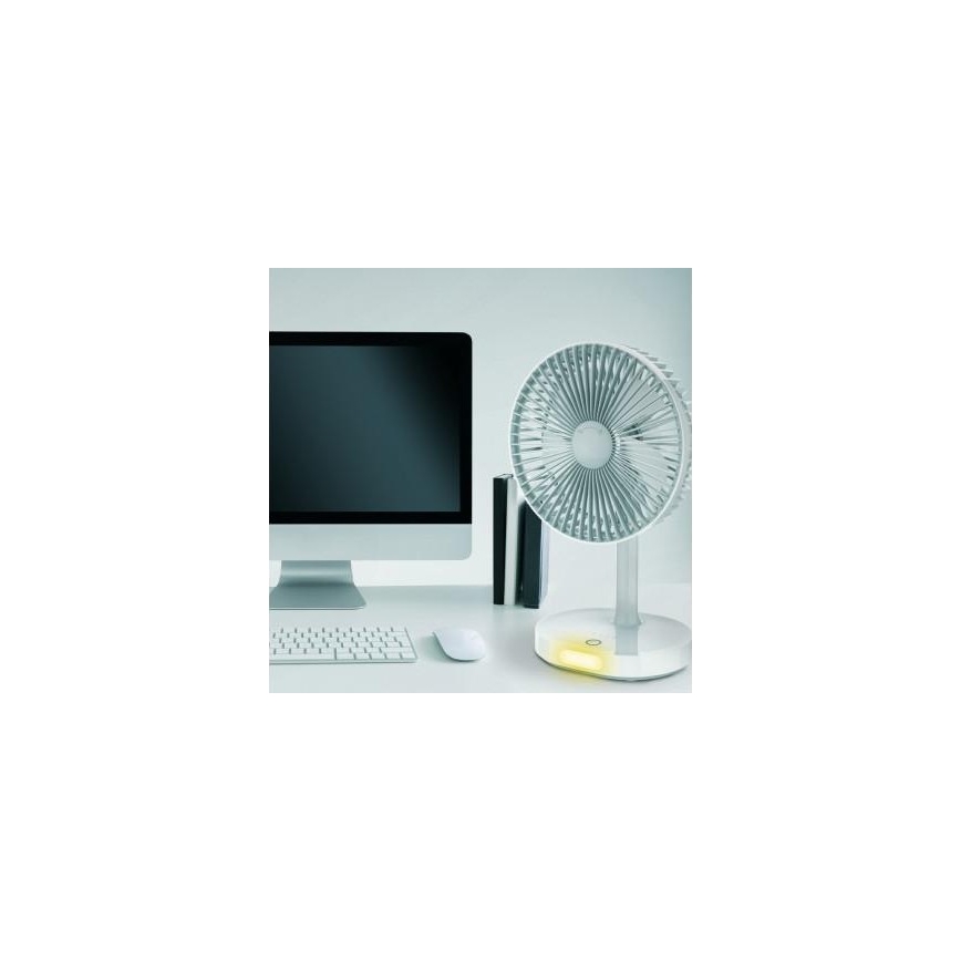 Taaslaetav lauaventilaator LED valgustiga 3000mA/3,7V microUSB